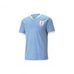 Puma Uruguay Rahvuskoondis 2022 Katari Maailmameistriv&otilde;istlused F&auml;nniv&auml;ljaanne Koduv&auml;ljaku Logo Tr&uuml;kiga V-kaelusega L&uuml;hikeste Varrukatega Jalgpallis&auml;rk Meeste topid Sinine 770284-01 L