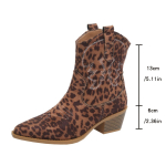 Naiste slip-on westernsaapad - leopardimustriga cowboy saapad paksul plokk-kontsal, peosaapad, stiilne disain, mugav vooder, trendij&auml;lgijad Size 35