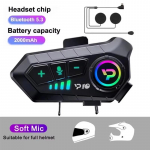 Y10 Mootorrattakiiver Peakomplekt Stereo Bt5.3 K&auml;ed-vabad Ipx6 Veekindel 2000Mah Moto Juhtmeta K&otilde;rvaklappide Tugi H&auml;&auml;ljuhtimine 1PCS Soft MIC