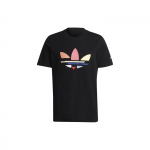 Adidas Originals Kolmeleheline Logo Prindiga &Uuml;mmarguse Kaelusega T-s&auml;rk Meeste Topid Must H35646 S