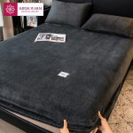 Pehme Soe Pl&uuml;&uuml;sist Kummiga Voodilina Elastne Madratsikate Kohev Korallfliis Voodipesu Talvine Paar Luksuslik Kaheinimesevoodi Voodipesu 90x200x10cm 1pc