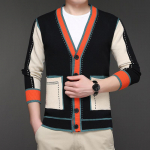 Kevadine uus kardigan meeste mood vabaaja kudumid, mis sobivad v&auml;rviga pikkade varrukatega, Korea &uuml;laosa versioonist The Trend Men's Wear 4XL