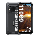 Taastatud Blackview BV6200 Plus nutitelefon 24 GB RAM 256 GB ROM Android 14 vastupidav telefon must