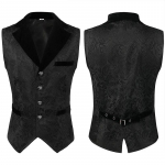 Meeste Renessansi Cosplay Keskaegne Piraadi V&ouml;&ouml;tkleit Vest Vintage Viktorian Steampunk Jacquard Vest Gootiline Pikk Kleit Must Vest XXXL must
