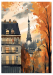 Plakat ilustracja Paryż jesień 30x40 cm
