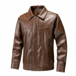 Retro PU-nahast jope, L&uuml;hike mootorrattajope, Nahkjope, Meeste stiil XXXL