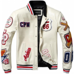 Tikandid Plaastrid Pesapallijoped Ehtsast veisenahast jakk Meeste Mootorrattamantlid S&uuml;gisene meeste mantel XL valge