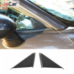 JeCar ABS Front Window Glass Triangle Plate Decoration Cover Trim For Dodge Challenger 2009 up Car Exterior Carbon fiber