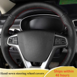 Car Steering Wheel Cover For Geely EMGRAND GT 2015-2017 ized DIY Car Accessories Interiors Original Steering Wheel Braid Beige Thread