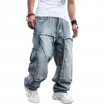 Teksad meestele Meeste sirged teksap&uuml;ksid Biker Jeans Meeste kottis lahtised sinised teksad 30 sinine