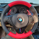 Hand-stitched Black red Leather anti-slip Car Steering Wheel Cover For BMW e90 320i 325i 330i 335i e87 120i 130i style 3