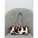 Niche disain lehmamustriga hobusekarvast silindrikujuline kott pliiatsihoidja kott k&otilde;rgekvaliteediline nahast baguette kott crossbody &otilde;lakott kaenlakott 22*9*9cm