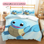 Squirtle koomiksimustriga voodipesu Kodukaunistus S&uuml;nnip&auml;evakingitus (1 * tekikott + 2 * padjap&uuml;&uuml;ri, ilma s&uuml;damikuta) 135x200cm