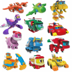 12 tk/komplekt Min Gogo Dino Deformatsioonirobot Dinosaurusm&auml;nguasjaks Tegevuskujud Muunduv auto Lennuk Mootorpaat Kraana m&auml;nguasjad