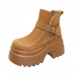 Disaineri k&otilde;rge platvormiga pahkluusaapad Naistele Suede Nahast Kingad Naistele S&uuml;gis Talv Lumesaapad Trend K&otilde;ndimiseks Botas Mujer 9.5CM 35 oranž
