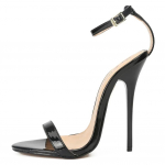 Sandaalid Suvi Naised Sandalias Klassikalised Pandlaga Rihm Lakknahk 13CM Kitsad Kontsad Mood T&uuml;drukud Kingad Naiste Kingad Must 37