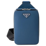Prada emailitud metallkolmnurkne logo t&otilde;mblukuga suletav Saffiano nahast rinnakott Meeste rinnakott Sinine 2VZ106_9Z2_F0154 Basic Set (Bag+Dust Bag)