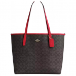 Coach City 33 Klassikaline Monogramm Kl&otilde;pskinnitusega Kaetud L&otilde;uendist T&otilde;mblukuga Kott Naiste T&otilde;mblukuga Kotid Punakaspruun CV976-IMXD0 Basic Set (Bag+Dust Bag)