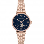 Emporio Armani Gianni T-Bar Sinine Roosakuldne Terasest Naiste Automaatne Kell AR60043 sinine