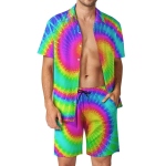 Vikerkaare s&auml;rgikomplektid 3D-prinditud meeste vabaaja mood l&uuml;hikeste varrukatega s&auml;rgid liiga suured rannap&uuml;ksid Hawaii t&auml;navamood komplektid riided S blue