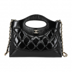 Chanel 31 kott 24s Kuldne pandla Teemantmustriga Nahast K&auml;ekott Naiste Must Basic+Dust Bag must