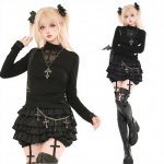 Riietus Cosplay Gooti Pikk Haiglane &Uuml;laosa ja Alumine Osa Iidol Must M [AOTYP] Miiniv&auml;lja stiilis Komplekt, Must, Lolita, Armas, Varrukatega, Armas, Komplekt, Kook, Seelik, Rist, must