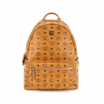 MCM Cognac Visetos Seljakott N&otilde;elakujuliste Detailide ja Kuldse Riistvaraga Suur Kooli Reisi P&auml;evakott Igap&auml;evaseks ja V&auml;litingimustes Kasutamiseks Basic Set (Bag+Dust Bag)
