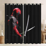 Deadpool Wolverine Multikas Kardin Animeeritud Mood Sobib Magamistuba Lapsed T&auml;iskasvanud Kingitused Toa Kaunistus Kardinad Pimendav Pol&uuml;ester Aknakatete W170*H200(CM)-Rod Pocket&2PCS