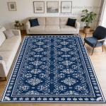 Sinine Kaasaegne Geomeetriline Stiil Suur Elutoa Vaip Dekoor Pesuruum Libisemisvastane Kohev Vaip Lihtsalt Puhastatav L&uuml;hike Sametp&otilde;randamatt 140x200cm