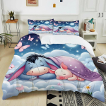 3D W-Winnie Puhh Eeyore Tr&uuml;kitud Voodipesukomplekt 1 Tekikott 2 Padjap&uuml;&uuml;ri T&auml;iskasvanutele ja Lastele Soe Pehme Voodipesukomplekt Potdemiel 200x220cm