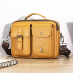 Ehtsast nahast meeste &otilde;lakott Vintage meeste messenger bags Meeste &auml;ri Crossbody kott kollane