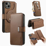 2-&uuml;hes Eemaldatav Kaardipesa Rahakott Nahast &Uuml;mbris For Iphone 17 Air 16 15 Pro 14 13 12 11 Pro Max Plus Magnetiline Telefon Klapp-&uuml;mbris For iPhone 17Promax