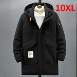 Meeste talvejope suur suurus kapuutsiga fliisist soojustatud polsterdatud udusuleparka meestele soe paks suur pluss 10XL 150kg pikk polster pealisr&otilde;ivad 10XL must