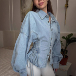 Naiste teksajakk Rev&auml;&auml;r Pikkade varrukatega K&uuml;ljelt n&ouml;&ouml;ridega Vabaaja teksajakk Streetwear Topid S gray