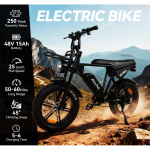 AtlasTrek V8 Max Elektriline rasvarehviga jalgratas 48V 15AH Liitium Harjadeta H&uuml;drauliline Ketaspidur M&auml;gi T&auml;ielik Vedrustus Kerge 250W 250W