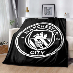 Manchester City FC Valge M&auml;rk Must Taust Prindiga Pehme Flanell Tekk Soe Diivani Voodi Dekoratiivne Kate Jalgpallif&auml;nnidele 80cm x 120cm