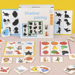 Montessori kuju sobitamise lauam&auml;ng Puidust varju leidmise mat&scaron;itud pildid Loomade puuviljade klotsid Pusled Hariduslikud m&auml;nguasjad lastele