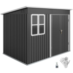 Metallist aiamaja aiat&ouml;&ouml;riistade hoiustamiseks, aknaga, lai uks, 260 x 177 x 190 cm, tumehall 260 x 177 x 190 cm tumehall v&auml;rv