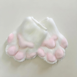 Fursuiti k&auml;pad Karvased k&auml;pad Piiksujatega Pehme pl&uuml;&uuml;s Fursuiti aksessuaar Laste Cosplay Loomakindad Peokost&uuml;&uuml;mi rekvisiidid One Size valge