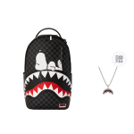 Sprayground X Snoopy koost&ouml;&ouml; hai logo klassikaline ruuduline PVC seljakott meeste seljakott tumehall W1035740 Dark Gray (Comes with Necklace)