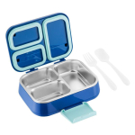 Roostevabast terasest isoleeritud l&otilde;unakarp Lastele T&auml;iskasvanutele 3-osaline Bento konteiner Toidu hoiustamiseks Blue 3-Compartment In Stock blue