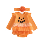 Citgeett S&uuml;gis Halloween Beebi T&uuml;druk Riietus Pikkade Varrukatega Tikandiga Bodysuit Peapael S&uuml;gisesed Riided 6-12M orange