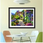 Teemanttikandid ristpistes maastik t&auml;is&uuml;mmargune kivikivi T&auml;navamaastik Teemantmaal 20X30CM