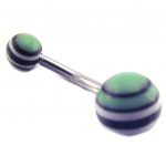 Les Tr&eacute;sors De Lily [E6756] - Body Piercing Boule 'Tecno' Vert Noir roheline