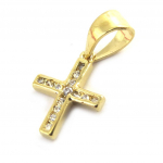 Les Tr&eacute;sors De Lily [M8769] - Pendentif Plaqu&eacute; Or 'Croix' blanc dor&eacute; - 9x9 mm kuld