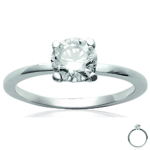 Bague Argent 'Unique' Blanc (6 mm) rhodi&eacute; 52 h&otilde;be