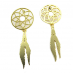 7bis [P8222] - Boucles artisanales 'Boho' (dreamcatcher) dor&eacute; - 30x12 mm kuld