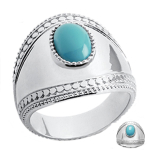 Bague Argent 'Cl&eacute;opatra' turquoise argent&eacute; (rhodi&eacute;) - 22 mm 56 t&uuml;rkiissinine