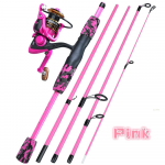 &Otilde;ngeritva rull, 5,5 jalga, 5 sektsiooniga reisi&otilde;nge 13BB spinningurulli karpkala bassi ridva rullide komplekt 5.5FT Rod&Reel 1000 roosa