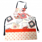 Les Tr&eacute;sors De Lily [N7955] -  Tablier cr&eacute;ateur 'Terroir Fran&ccedil;ais' rouge beige (Campagne fran&ccedil;aise) punane